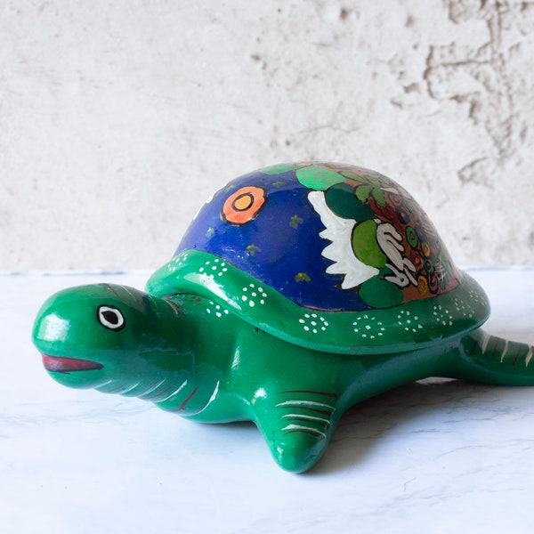Vintage Ceramic Mexican Pottery Lidded Turtle Bowl