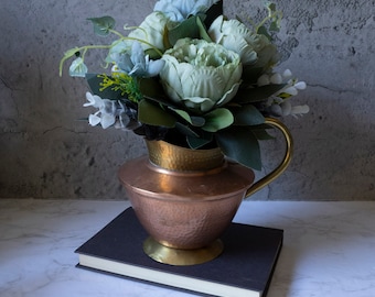 Hammered Brass & Copper Pitcher Squat Pitcher