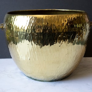 Brass Planter /Vintage Brass Container /Gold Brass Floor Planter / Indoor Planter