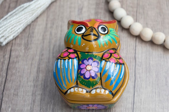 Mexican Clay Pottery Owl Trinket Box Clay Hand Pa… - image 8