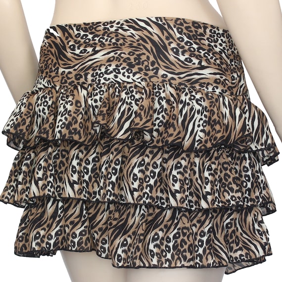 90's Vintage Animal Print Ruffle Skirt Size 5 - image 6