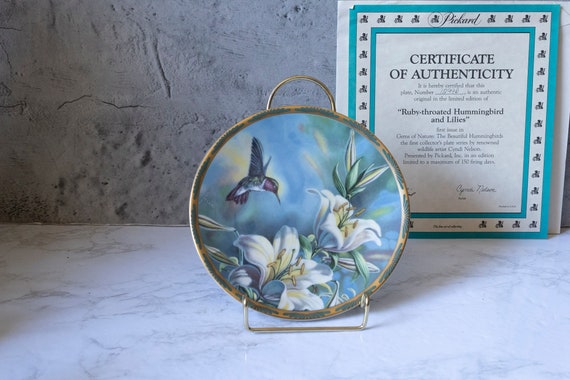 Pickard Decorative Plate Ruby Throated Hummingbird and Lilies by