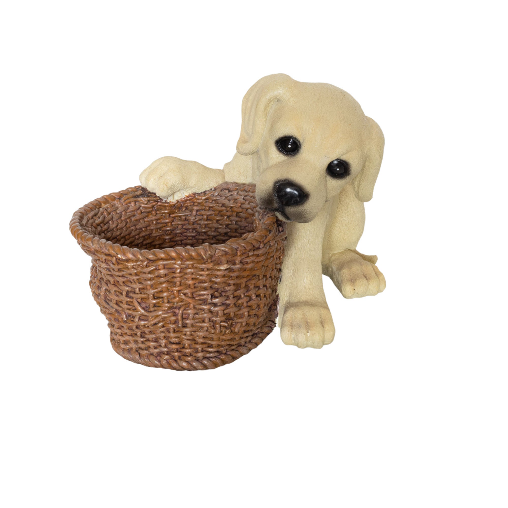 Abc Distributing 2001 Labrador Puppy Chewing Basket Statue/Plant Holder