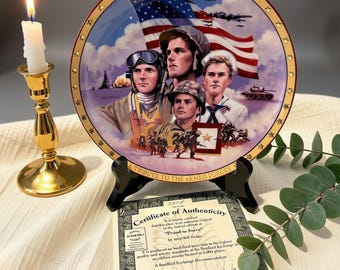 Vintage 1995 Bradford Exchange Proud To Serve Collector Plate by Bill Dodge, US Armed Forces Military Tribute Porcelain Plate with COA