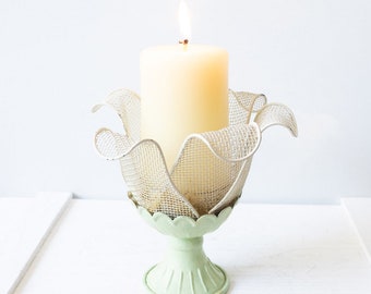 Yellow A Shabby Chic Candle Holder 