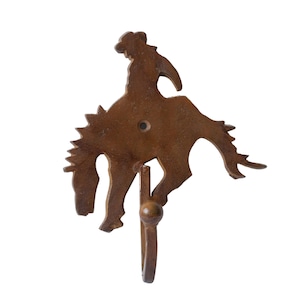Rustic/Primitive Cowboy on Horse Cast Iron Coat Hook