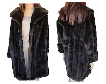Brown Fur Coat 1960s Tissavel France Faux Fur Coat Vintage 60s Mint Condition Faux Mink Coat