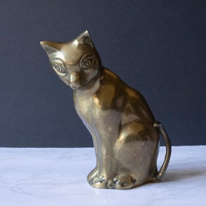 Vintage Large Brass Cat Figurine