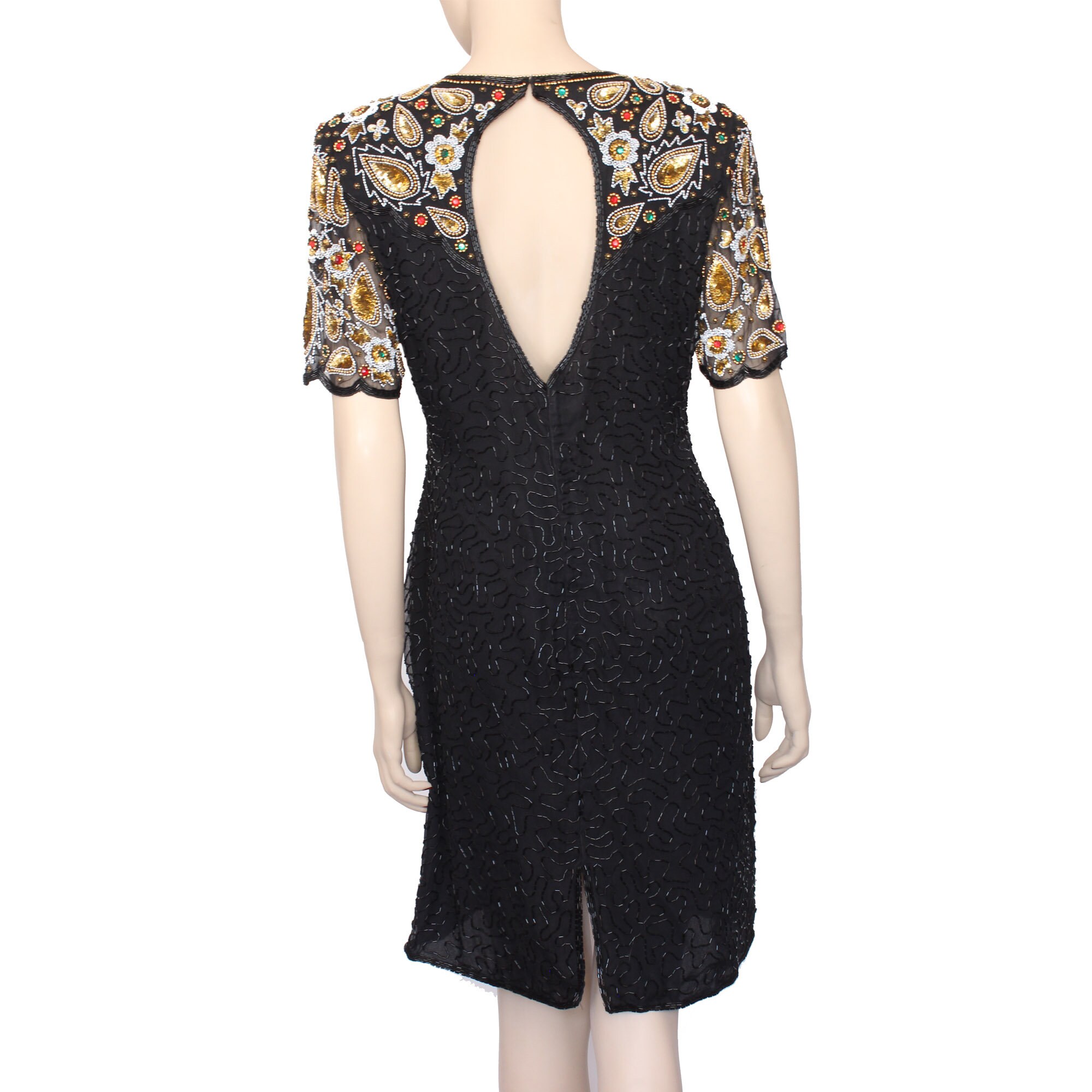 Laurence Kazar Black Silk Sequin Beaded Dress Size Large - Etsy Laurence Kazar Black Silk Sequin Beaded Dress Size Large - Etsy