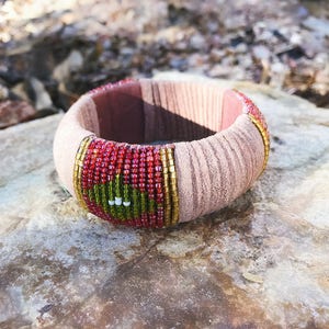 Suede Bracelet-Chunky Bracelet-Beaded Bracelet-Tribal Bracelet image 2