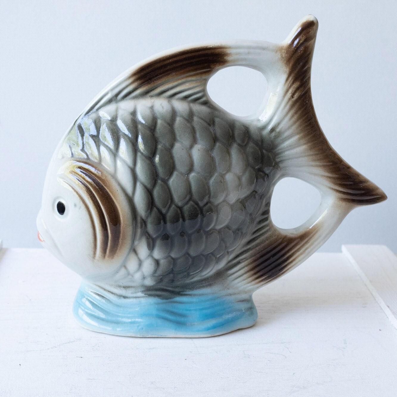 フランスビンテージ壁掛け セラミックフィッシュ 陶器 魚 楽天