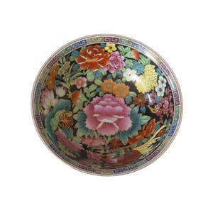 Vintage 1960&#39;s Soup Bowl Chinese Classic Flowers Mille Fleur Gold Gild Chinese Classic &quot;Hundreds of Flowers&quot;
