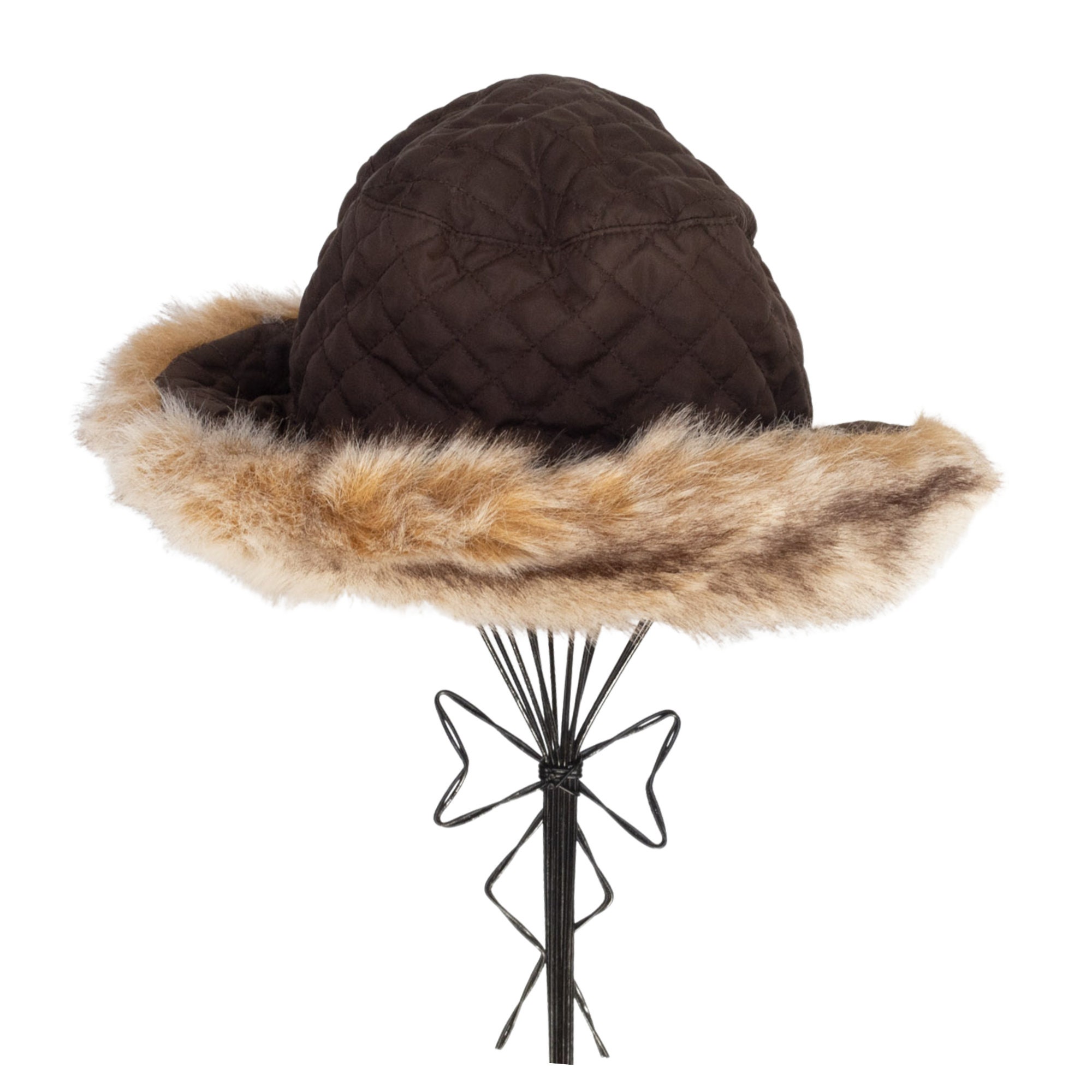 Vintage brown faux fur Bucket Hat One Size women\'s y2k 00s funky SO RICH FAUX FUR BUCKET HAT – AKIRA main image 4