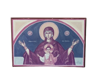 Our Lady Of Theotokos Icon Madonna Russian Orthodox Panagia Platytera Wall Plaque