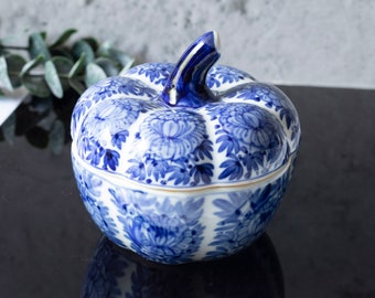Beautiful Maitland Smith Porcelain Pumpkin Trinket Box