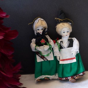 Vintage Norwegian Doll Figurine Christmas Tree Ornaments