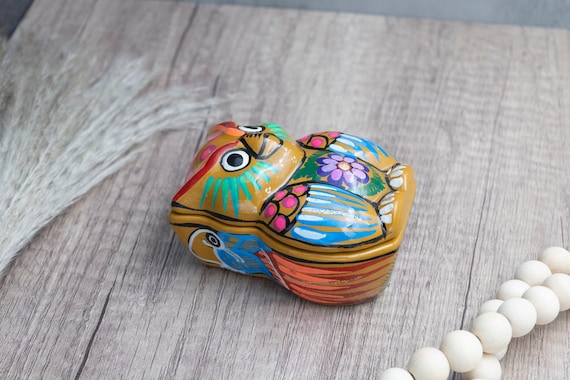 Mexican Clay Pottery Owl Trinket Box Clay Hand Pa… - image 5