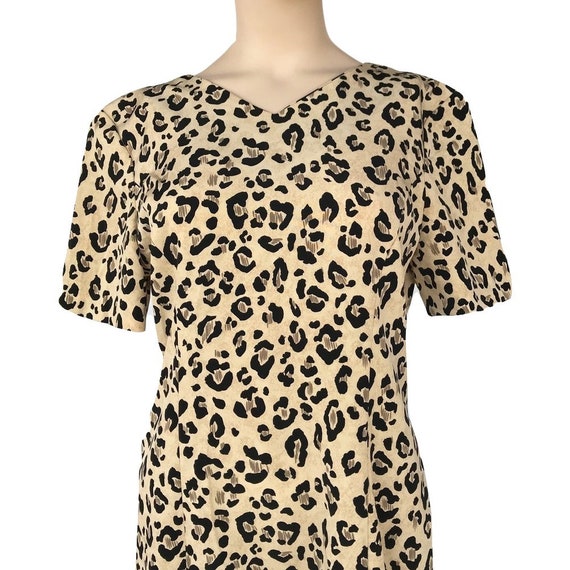 Vintage 80s Cheetah Print Dress/Shift Dress SZ8 A… - image 3