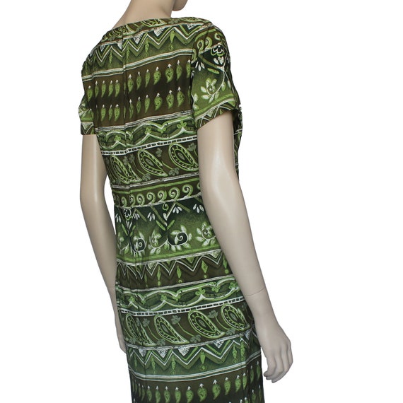 Vintage Green Shift  Dress With Tropical Design By Kathie Lee Size 6 View 5
