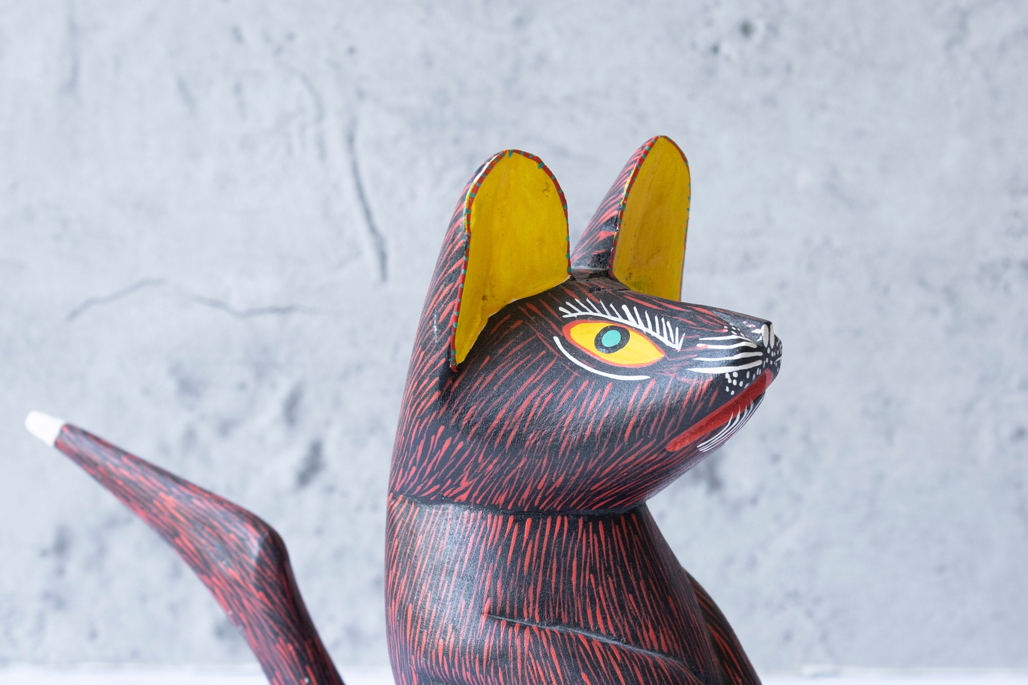 Vincente Hernandez Vasquez Oaxacan Cat Mexico Wood Carving Vintage