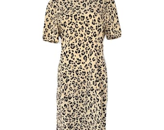 Vintage 80s Cheetah Print Dress/Shift Dress SZ8 Animal Print Dress