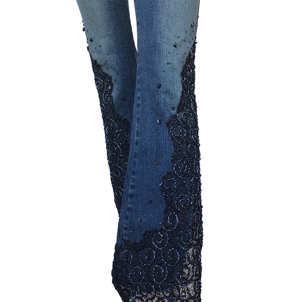 Lace embellished on sale jeans