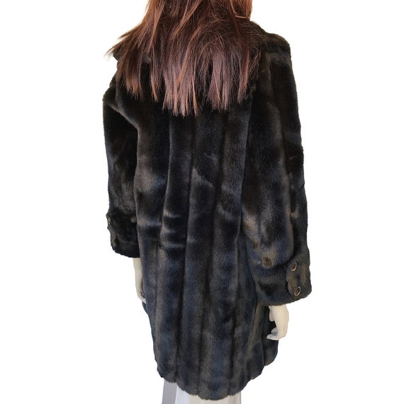 Brown Fur Coat 1960s Tissavel France Faux Fur Coa… - image 5
