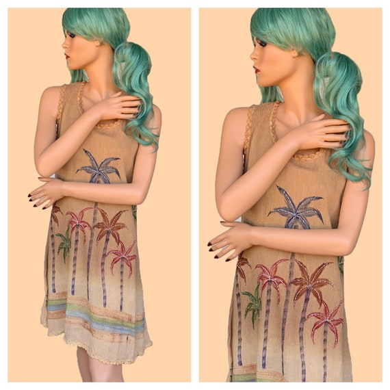 Sleeveless Palm Tree Dress/Tropical Dress/Hawaiia… - image 1