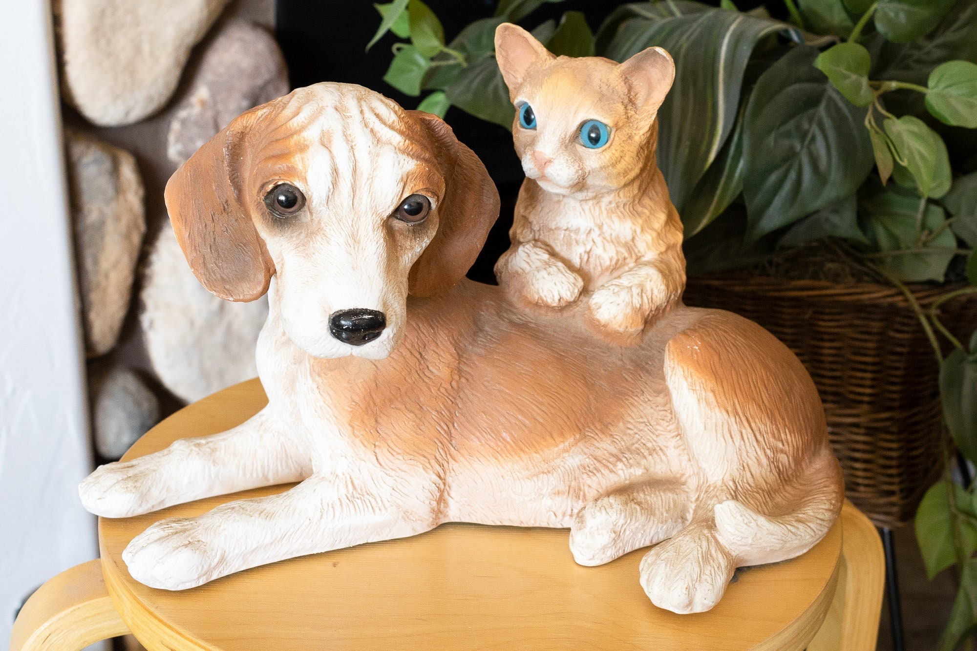 ゆー 犬160 猫40 Vintage Large Universal Statuary Corp Dog With Cat Figurine