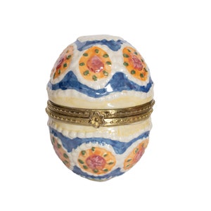 Vintage Large Ceramic Egg Trinket Box