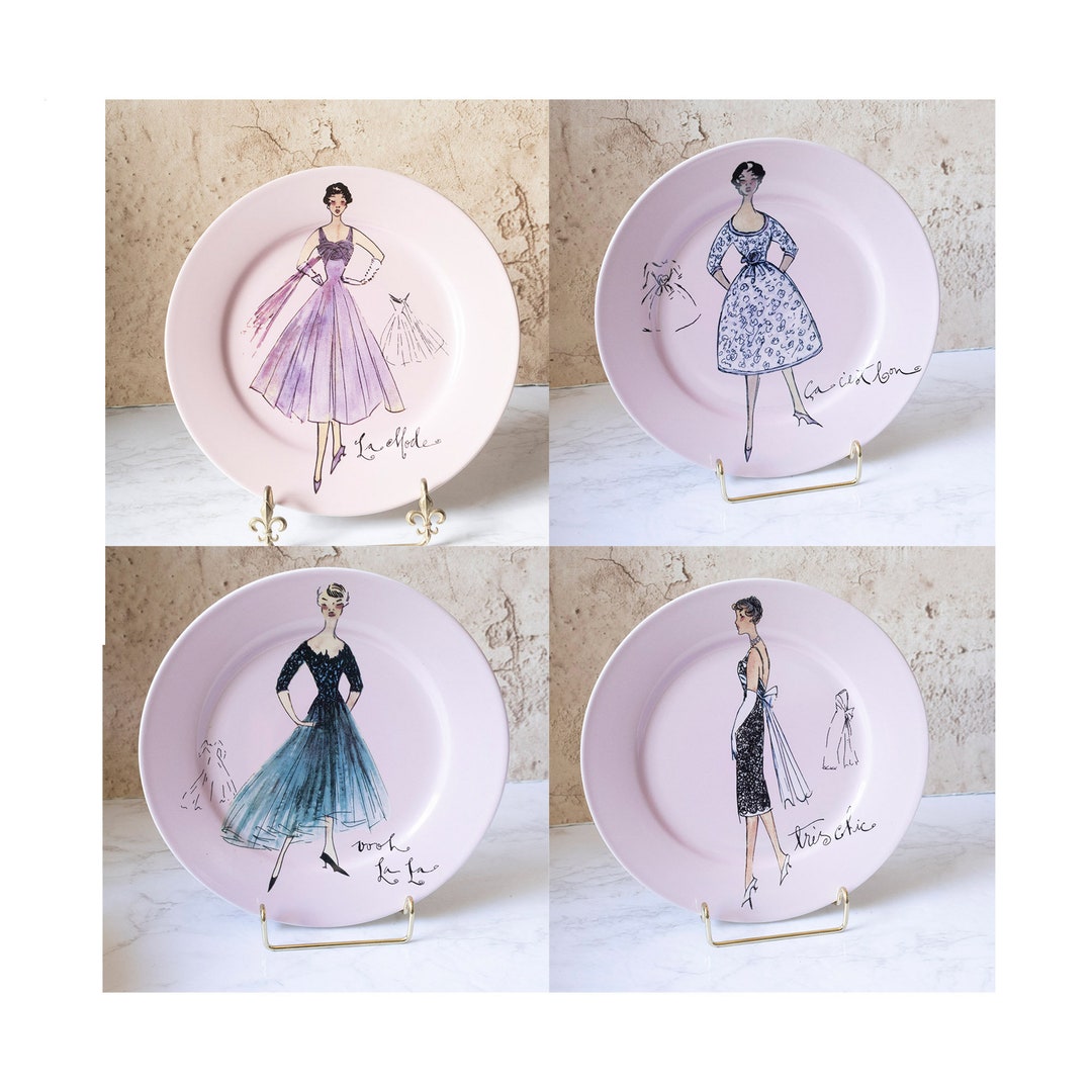 Vintage Set French Rosanna Dessert Plates Set of 4 Fashion Plates Still