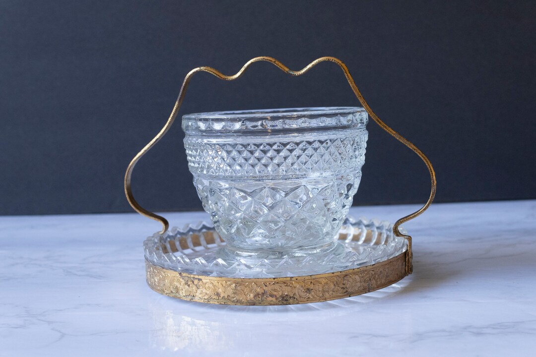 Vintage Condiment Dish, Retro Glass, Glass Bowl, Candy Dish, Serving