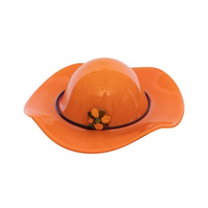 Mid Century Art Glass Bold Orange Hand Blown Hat