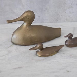 Vintage Trio Brass Duck Figurines MCM