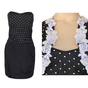 Vintage 80&#39;s Polka Dot Dress Scott McClintock Dress and Bolero Size 6 -Retro-Mini Dress-Black Dress-Vintage Dress-Gift For Her-Bolero