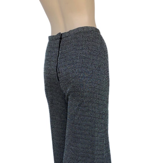 white crochet stretchy knit sheer pants 70s vintage high waisted flared leg trousers slacks XXS XS