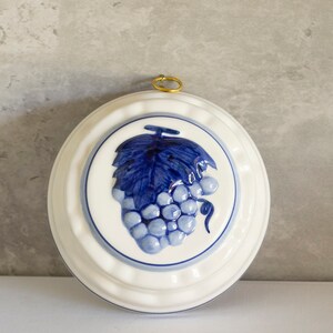 Delft Blue Hand Painted Wall Hanging Grapes Jello Mold