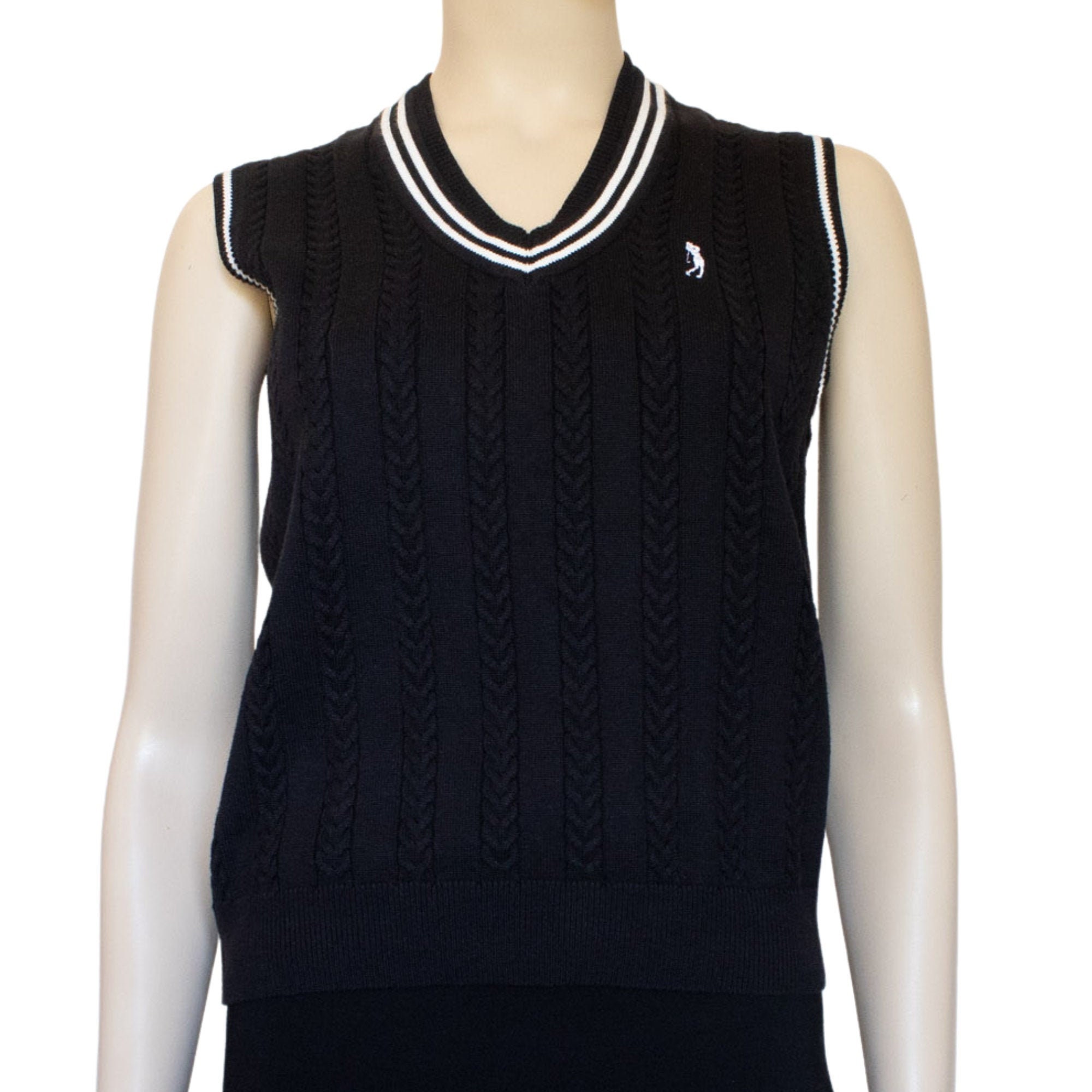 Ladies Vintage 90's Black Izod Cable Knit Sweater Vest Size