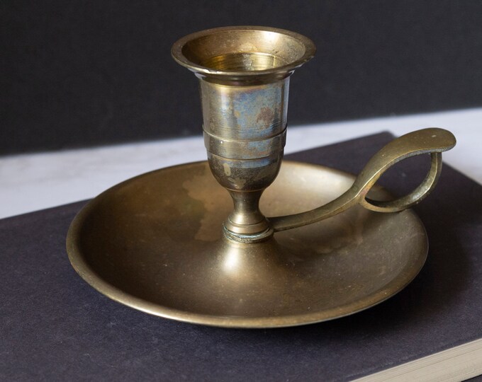 Solid Brass Vintage Candle Holder Finger Loop Style Etsy