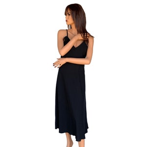 Minimalist Slip Dress/Litting Black Dress/Sleeveless