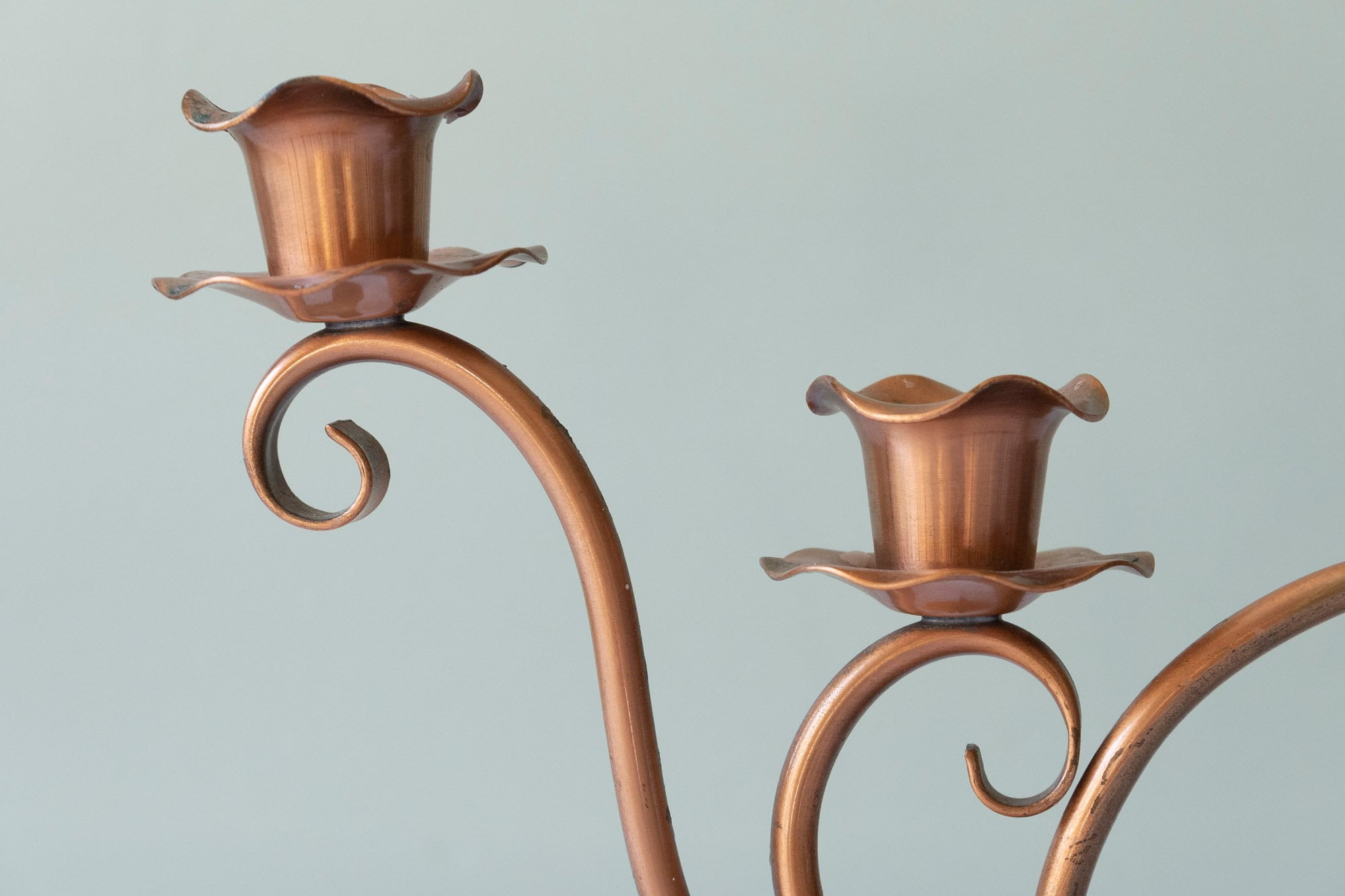 Vintage Gregorian Copper Scroll Work Swirled Candlestick Holder