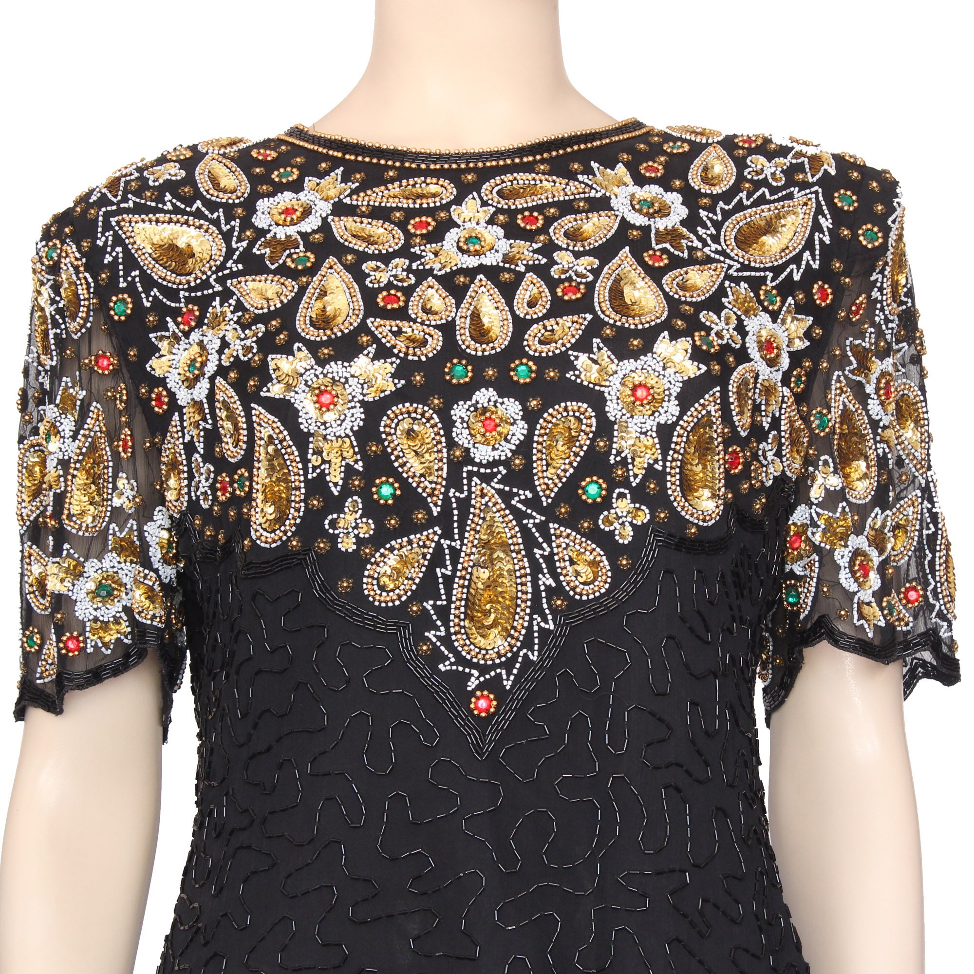 Laurence Kazar Black Silk Sequin Beaded Dress Size Large - Etsy Laurence Kazar Black Silk Sequin Beaded Dress Size Large - Etsy