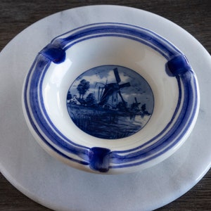 Vintage Delft Blue Holland Astray  Hand Painted Windmill