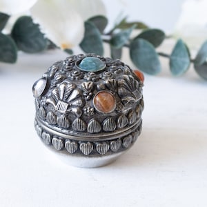 Semi Precious Stone Trinket Box, Indian Trinket Box of Semi-Precious Stones