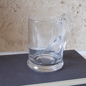 VTG Sailboat Blue Marlin Etched Beer Mug