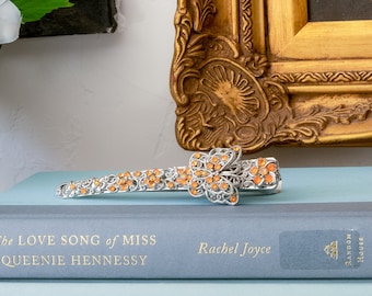 Vintage Hair Clip with Faux Crystals Featuring Butterfly