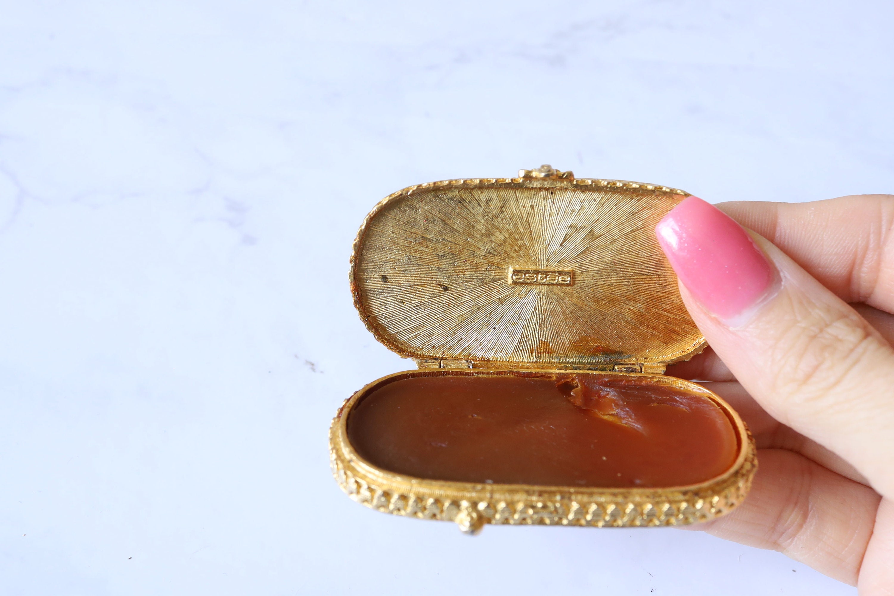 Vintage Estee Lauder Solid Perfume Compact, Small Oval Perfumed