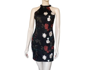Floral Embroidered Little Black Dress Size M