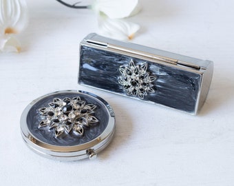 Gradation Swarovski Crystal Lipstick Case With Mirror - Summer