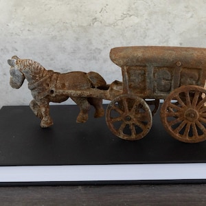 Vintage Cast Iron Horse Drawn Ice Truck